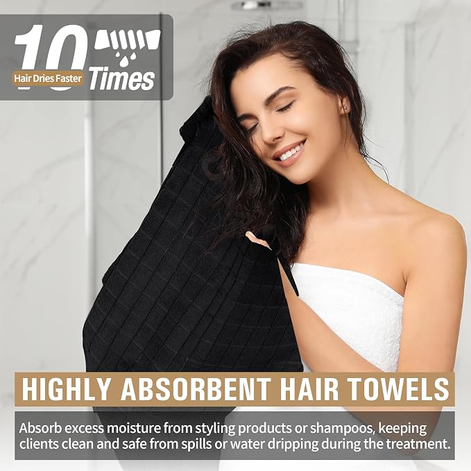 HOMERHYME Salon Towels, 12 Pack Black Hand Towels - Image 5