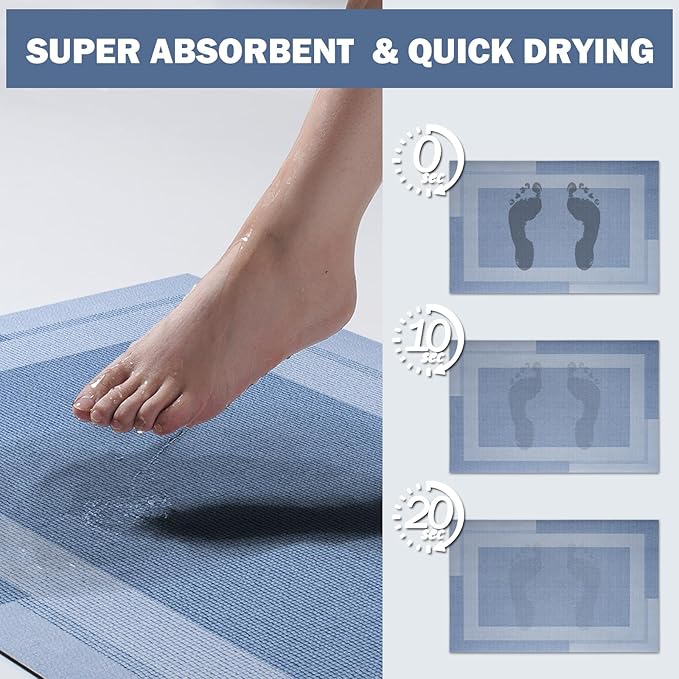 Extra Long Non Slip Bathroom Runner Bath Mat, Rubber Backing Ultra Thin Bath - Image 5