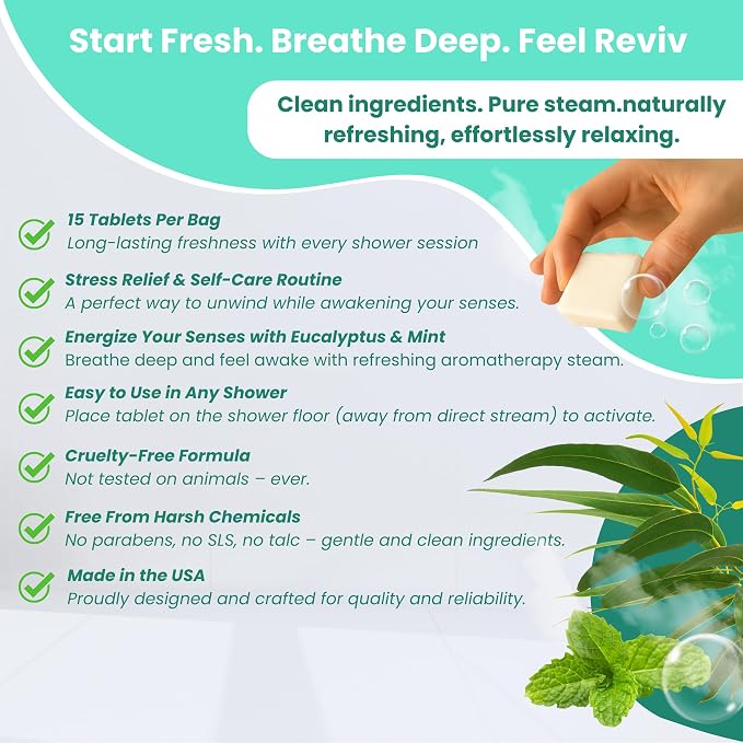 REVIV Shower Steamers Aromatherapy – 15 Long-Lasting Eucalyptus & Mint Shower - Image 9
