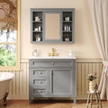 36" Bathroom Vanity with Matching Medicine Cabinet, Modern Sink Storage Cabinet by Virubi