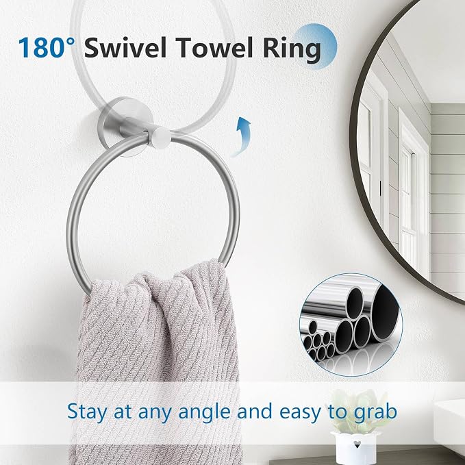 10-Piece Towel Bar Set Brushed Nickel Bathroom Hardware Set Upgraded Towel - Image 2