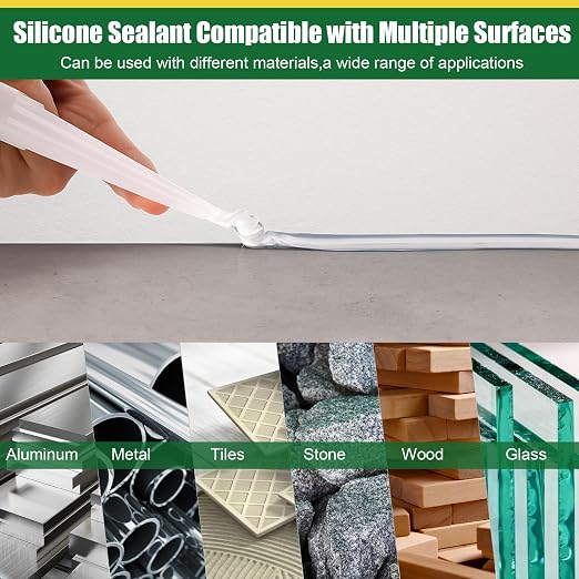 2 Pack Clear Silicone Sealant Caulk, 10.1 oz 100% Waterproof Silicone Sealant - Image 5