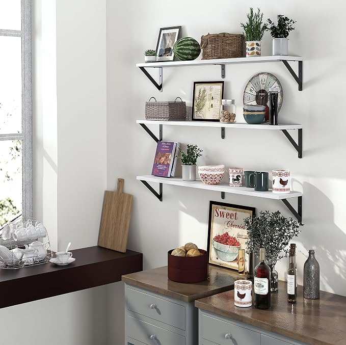 Heimlove Floating Shelves for Wall, 36 Inch Long Wood Floating Bookshelf Set of - Image 7