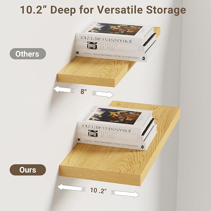 Vivelove 10" Deep Floating Shelves Over Toilet, Modern Rustic Shelves - Image 6