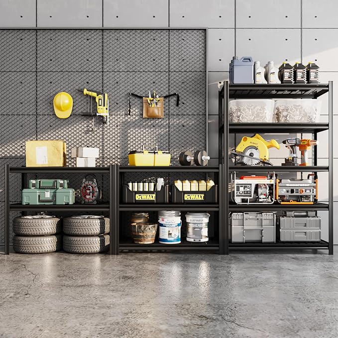 5 Tier Metal Shelving Unit, Adjustable Storage Shelves, Living Room - Image 6
