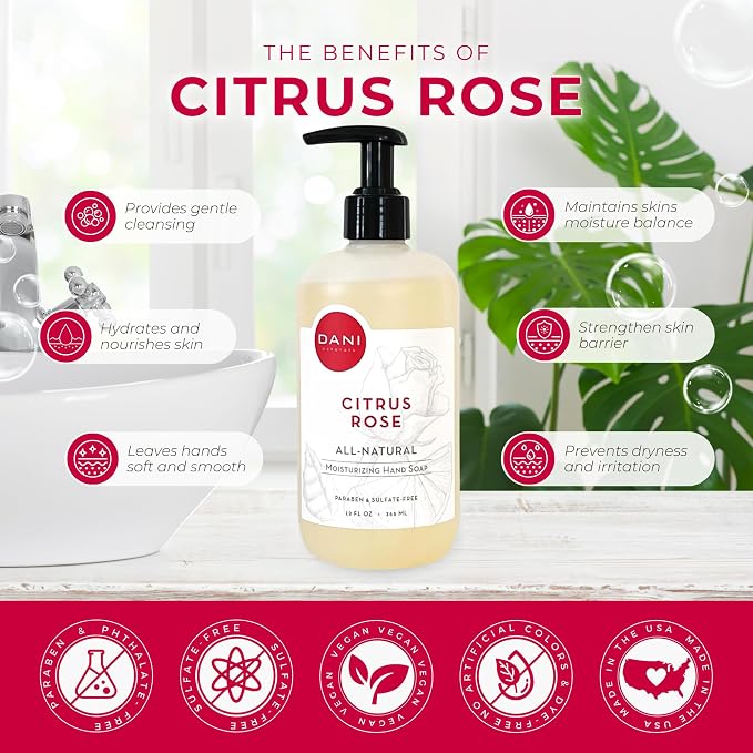 DANI Naturals Moisturizing Hand Soap – Citrus Rose Scent, Sulfate-Free & - Image 3