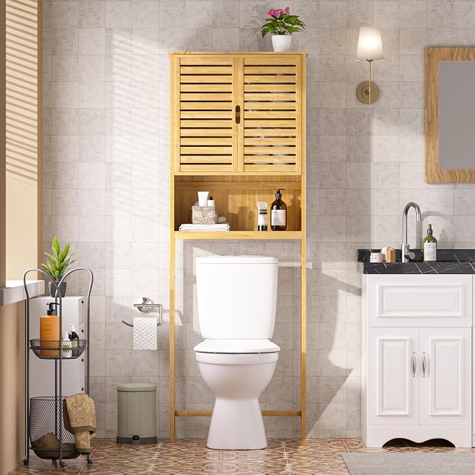 BlueWish Bamboo Over The Toilet Storage Cabinet, Over Toilet Cabinet - Image 2