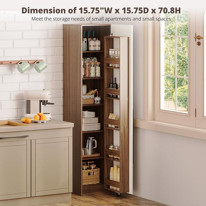 IRONCK 70" Pantry Storage Cabinet, Single Cabinet Pantry, Freestanding Tall - Image 4