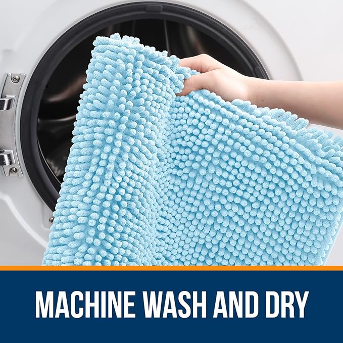 OLANLY Bathroom Rugs 30x20, Extra Soft Absorbent Chenille Bath Rugs, Rubber - Image 5