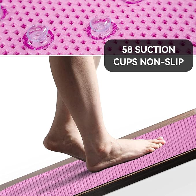 Bathtub Mat Non Slip 36” X 17” Pink Shower Mat Soft Foam Bath Mats - Image 5