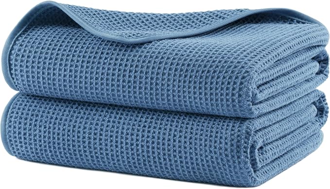 POLYTE 380 GSM Microfiber Oversize Quick Dry Lint Free Waffle Bath Towel by Polyte