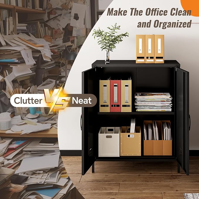 Locker Cabinet, 35.43" H Black Metal Locker Storage Cabinet - Image 7