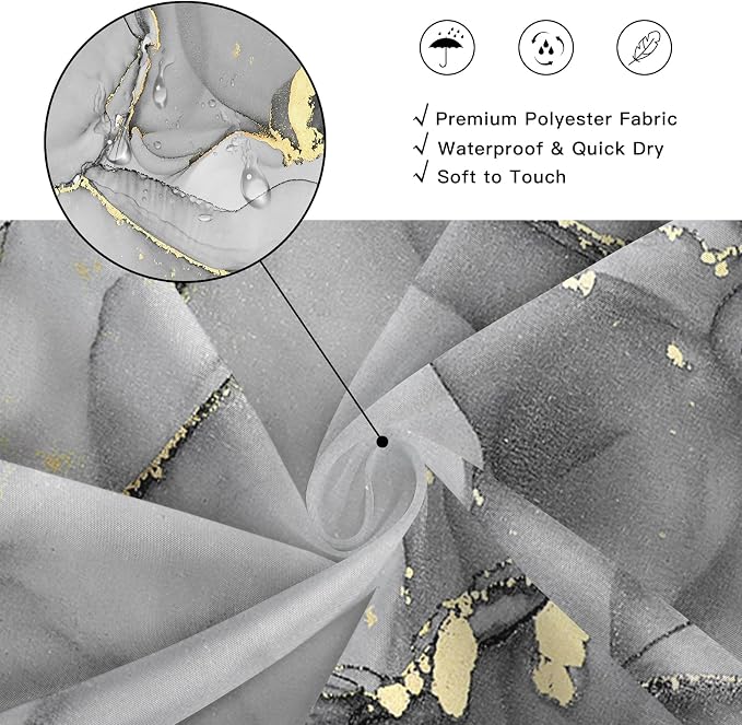 Extra Wide Marble Shower Curtain 108 x 72, Modern Luxury 108 inch Long Shower - Image 4