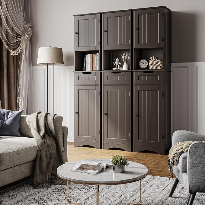 Bealife 67" H Tall Bathroom Storage Cabinet, Tall and Narrow Linen Storage - Image 4