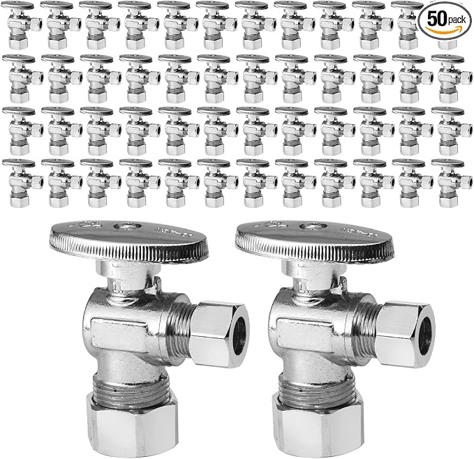 50-Pack EFIELD Angle Stop Valve 1/2" Nominal Compression x 3/8" OD by EFIELDPEXTUBING