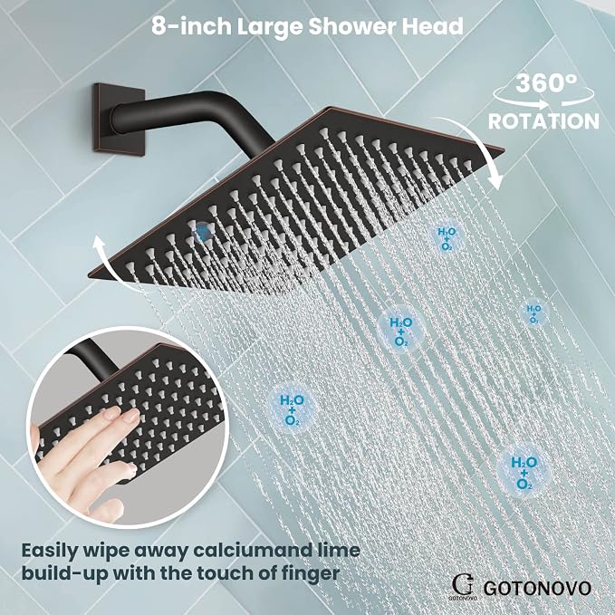 gotonovo Shower System with Tub Spout Wall Mounted Rain Shower Head and Handle - Image 4