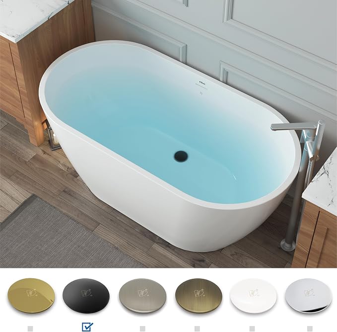 FerdY 55" Bali Acrylic Freestanding Bathtub, Gracefully Shaped Freestanding - Image 3