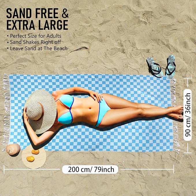 6 Pack Cotton Turkish Beach Towel Lightweight Thin Travel Vacation Essentials - Image 3