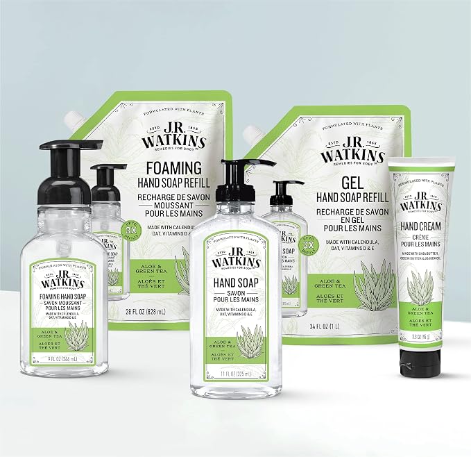 J.R. Watkins Gel Hand Soap, 3 Pack of 11 Fl Oz, Aloe & Green Tea - Image 3