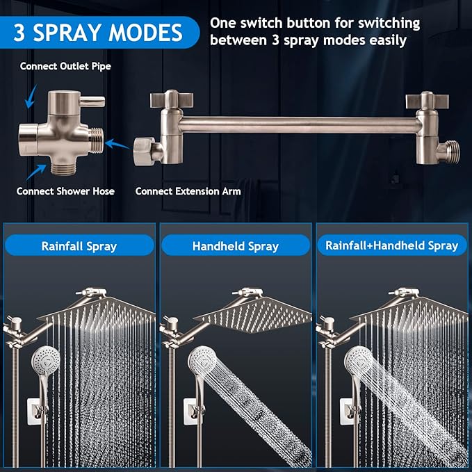 Shower Head Combo, Powerful Shower Spray Against Low Pressure Water - Image 2
