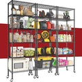 3 Pack Rolling 6-Tier Space-Saving Garage Wire Rack Shelving, 750 lbs Capacity by Homtura