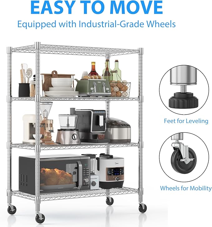 Homdox 4 Tier Heavy Duty Metal Shelves - Image 4