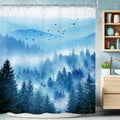 Riyidecor Navy Blue Mountain Shower Curtain 72Wx96H Inch Extra Long Nature by Riyidecor