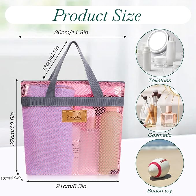 KALIONE Mesh Shower Caddy Bag, Portable Gym Shower Bag, Quick Dry Hanging - Image 2