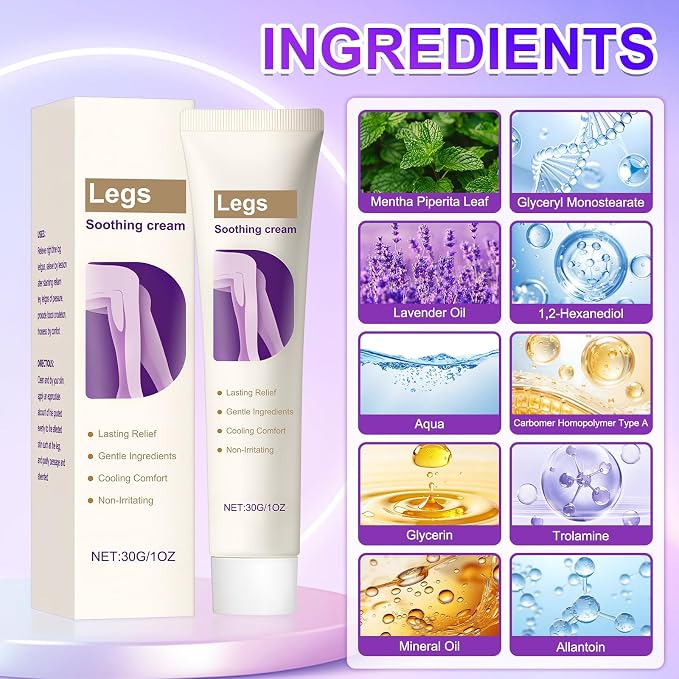 2Pcs Soothing Leg Cream –Varicose Veins Relief, Cooling Gel - Image 3
