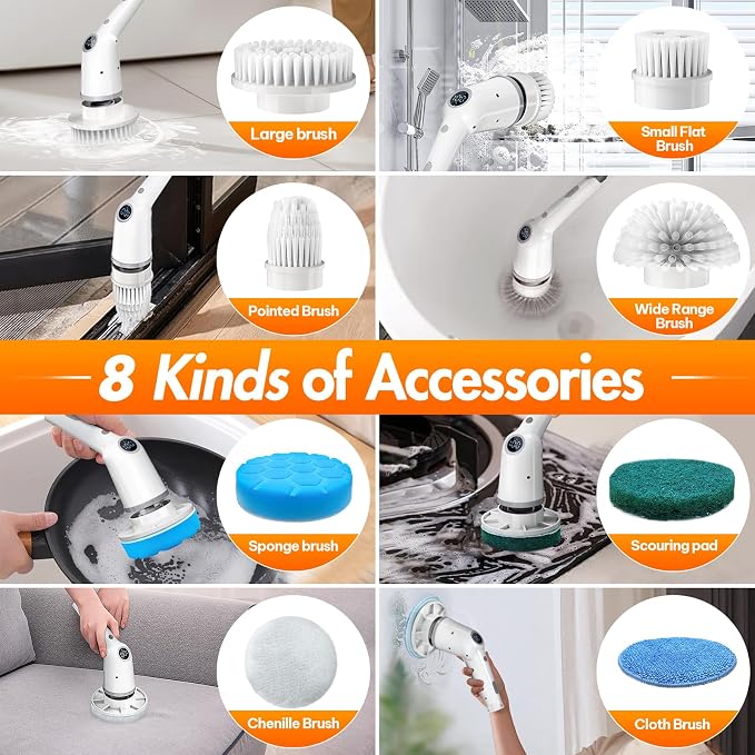 Electric Spin Scrubber, Cordless Cleaning Brush, Bathroom Shower Scrubber - Image 6