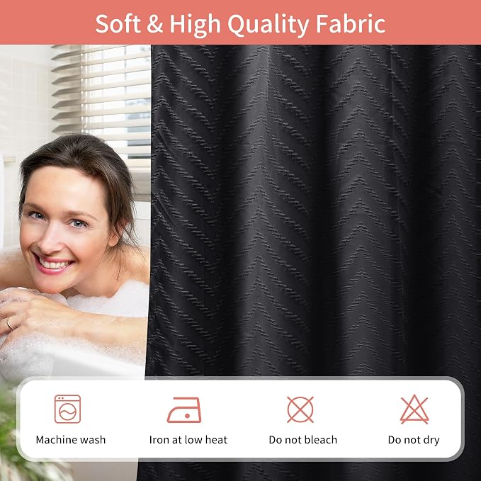 Hookless Shower Curtain with Snap in Liner 71" x 86" Double-Layer Waterproof - Image 5