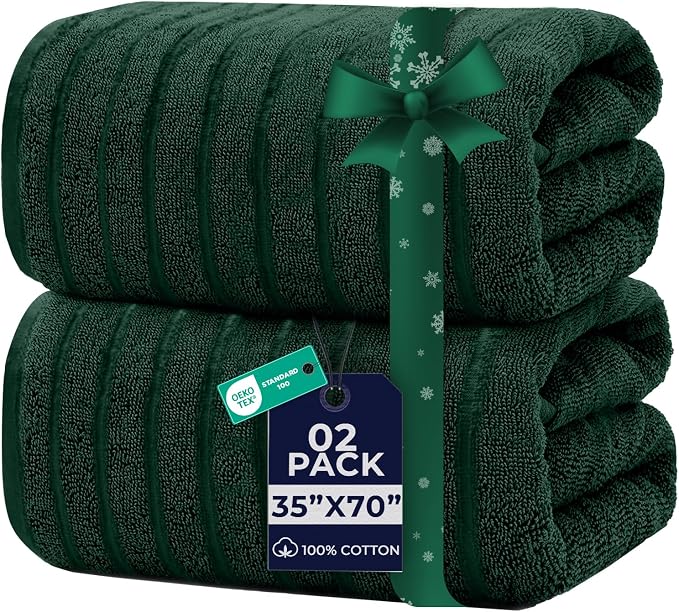 DAN RIVER Pack of 2 Bath Sheet 35x70 Inches, Ribbed Oversized Bath Towels Extra by DanRiver