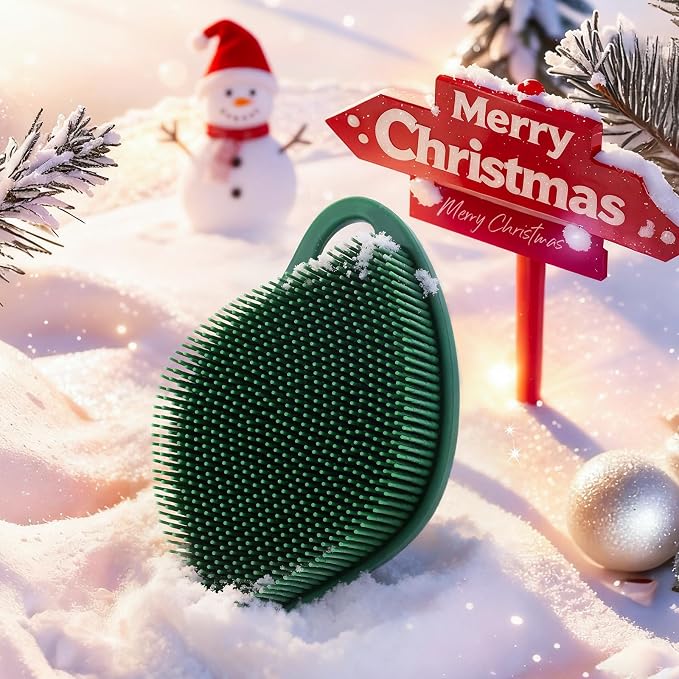 Sndyi Christmas Silicone Body Scrubber, Limited Edition Leaf-Shaped Shower Brush - Image 2
