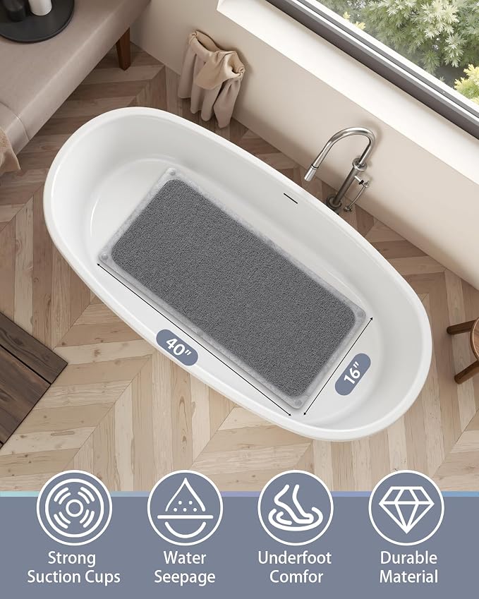 Mecko Non-Slip Shower Mat, Anti-Slip Bath Mat - Image 2