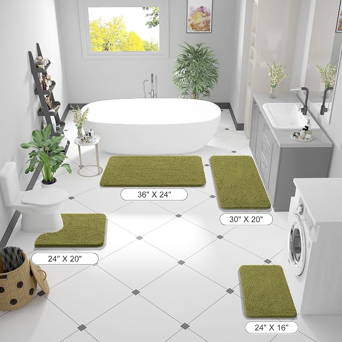 OLANLY Bathroom Rugs 30x20, Extra Soft Absorbent Chenille Bath Rugs, Rubber - Image 2
