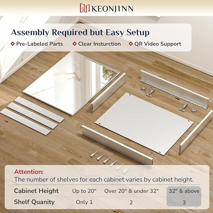 Keonjinn 40 x 32 Inch Large Medicine Cabinet - Image 3