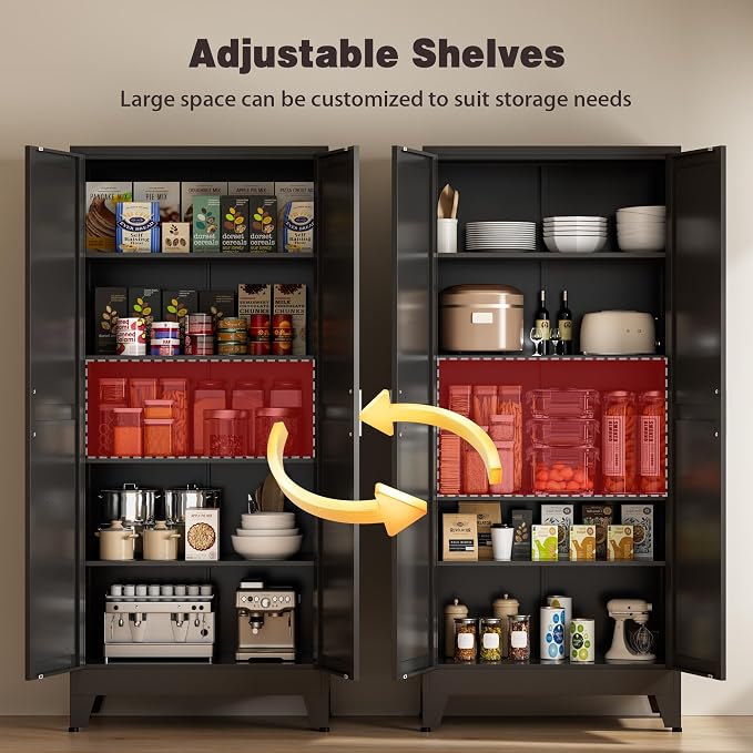 71” Tall Pantry Storage Cabinet, Kitchen Cabinets, Metal Cupboard - Image 6