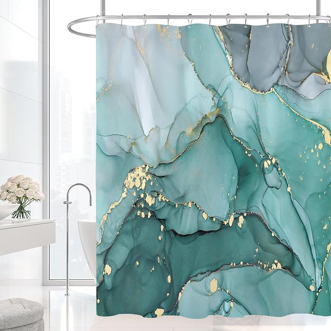 Long Shower Curtain 72 x 78 Inch, Tall Abstract Marble Shower Curtains - Image 2