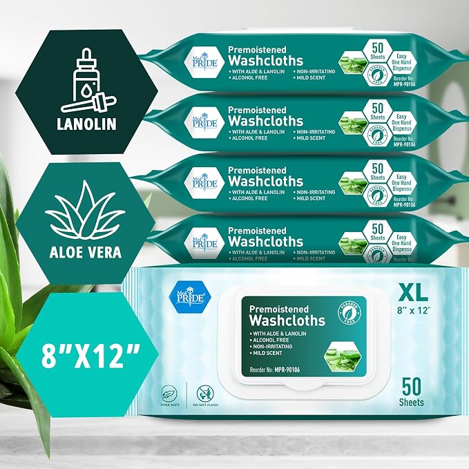 MED PRIDE 600 Count 8 X12 in Premoistened Disposable Wet Washcloths - Image 2