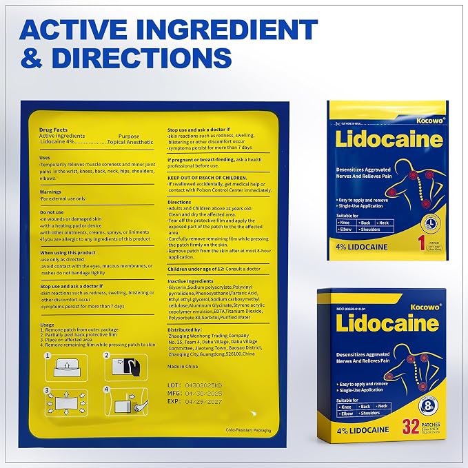4% Lidocaine Maximum Strength Pain Relief Gel Patches - Image 8
