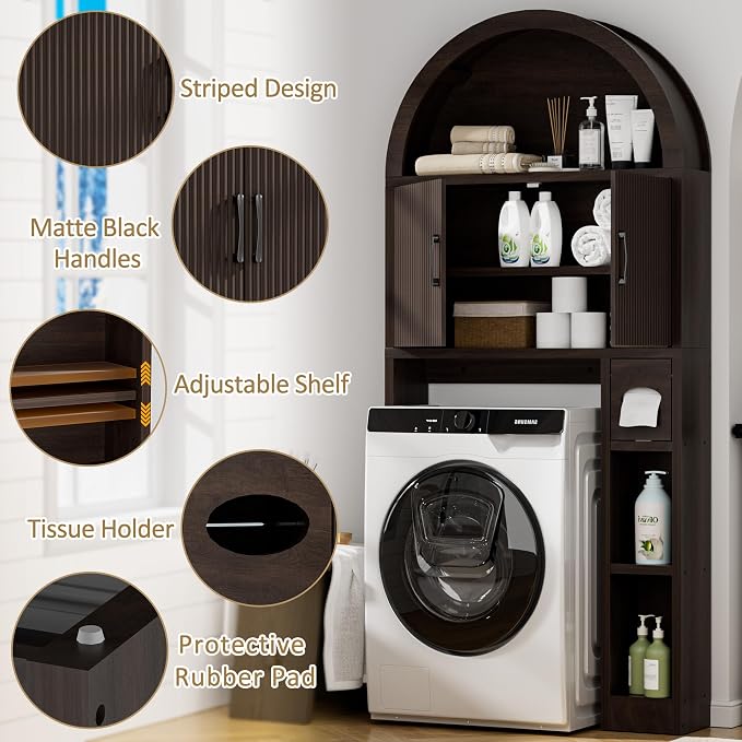 Spurgehom Over The Toilet Storage Cabinet, Bathroom Shelf Organizer Freestanding - Image 4