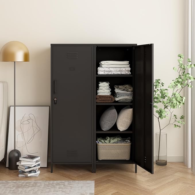 Locker Cabinet, 59.06" H Black Metal Locker Storage Cabinet - Image 2