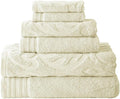 Modern Threads 6 Piece Jacquard/Solid Towel Set-Medallion Swirl Ivory by ModernThreads