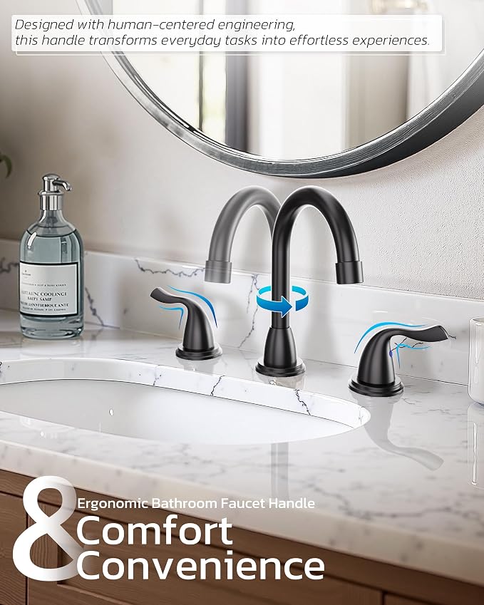 Matte Black Bathroom Faucet 3 Hole - Image 3