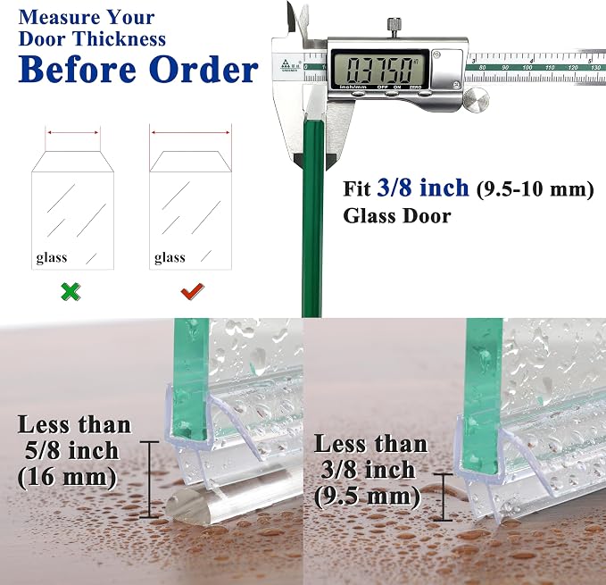 Frameless Shower Door Seal Strip 2 Pack x 39 Inch M Glass Shower Door Bottom - Image 4