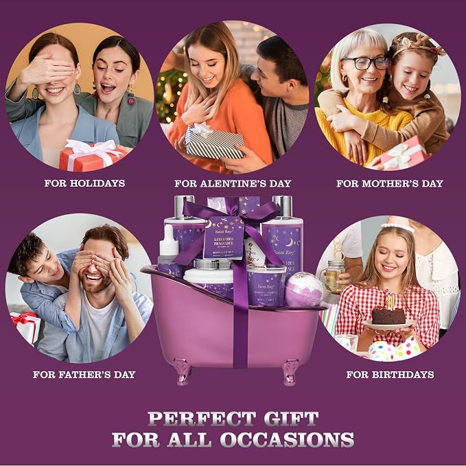 Bath Basket Spa Kit Spa Gifts for Women, Luxury Bath and Body Basket Set 10pcs - Image 6