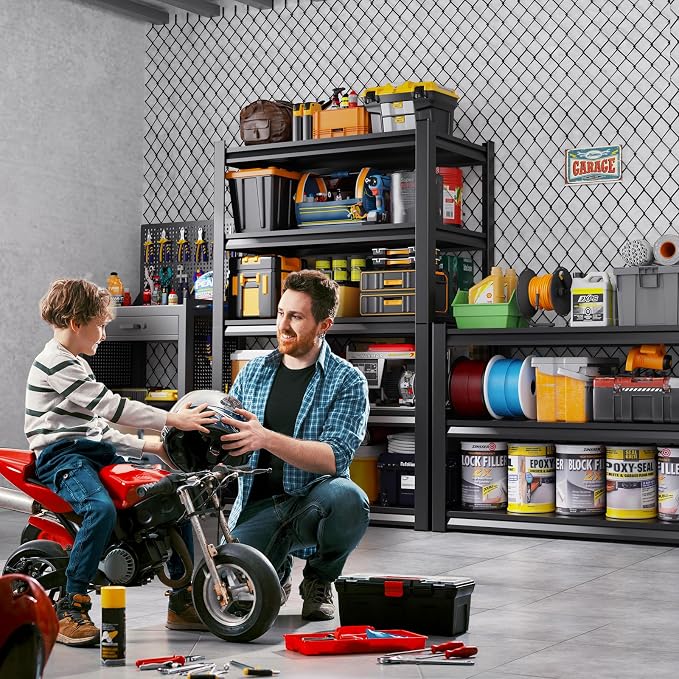 71" H-46 W Garage Shelving, 5-Tier Heavy Duty Storage Shelves, Adjustable Metal - Image 2