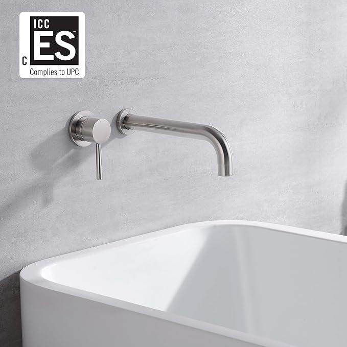sumerain Bathtub Faucet Brushed Nickel Wall Mount Tub Faucet Single Left-Handed - Image 2
