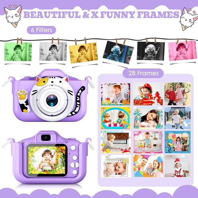 Kids Camera for Girls Boys Christmas Birthday Festival Gift for Kids, Digital - Image 4