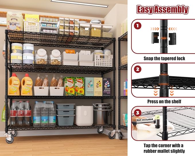 PrimeZone 4 Packs 55.5" W x 24" D x 80" H Heavy Duty Wire Storage Shelves - Image 7